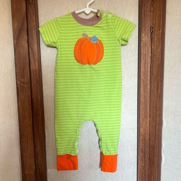 Ricrac & Ruffles Striped Pumpkin One-Piece - Picture 1 of 5